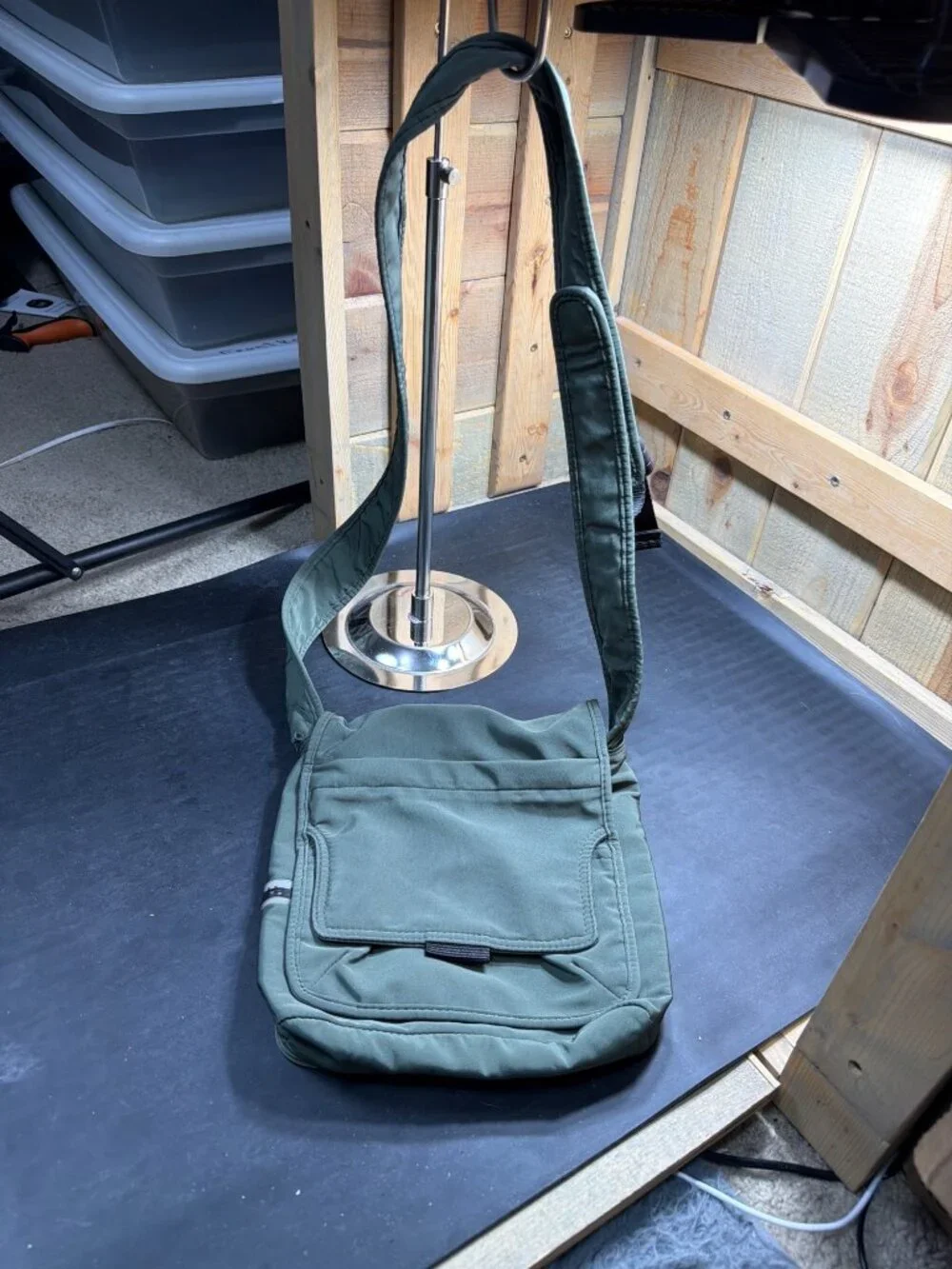 Fossil Mens Unisex Olive Green Nylon Canvas Crossbody Messenger Satchel Bag